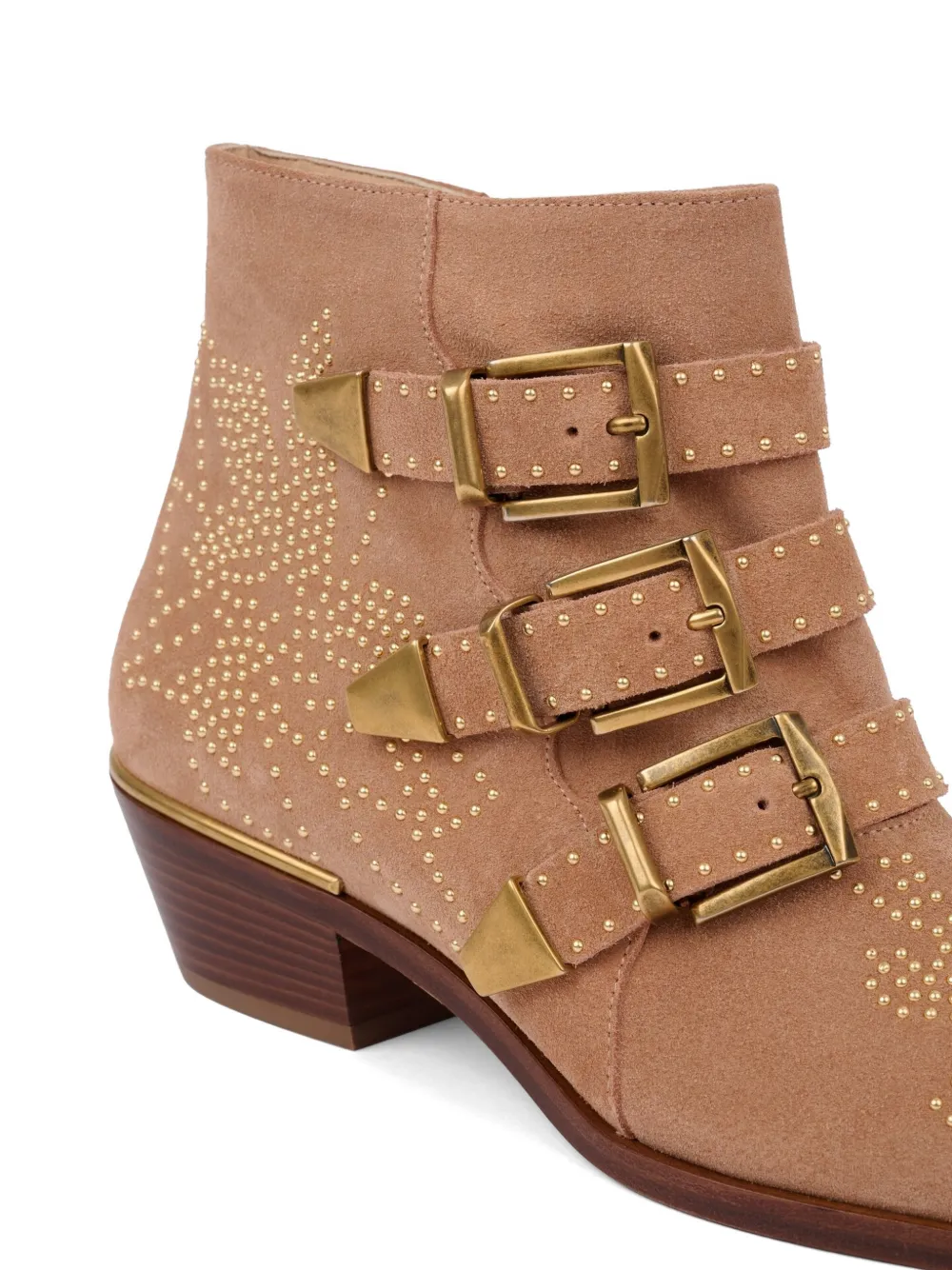 Chloé Susan studded buckled ankle boots Beige