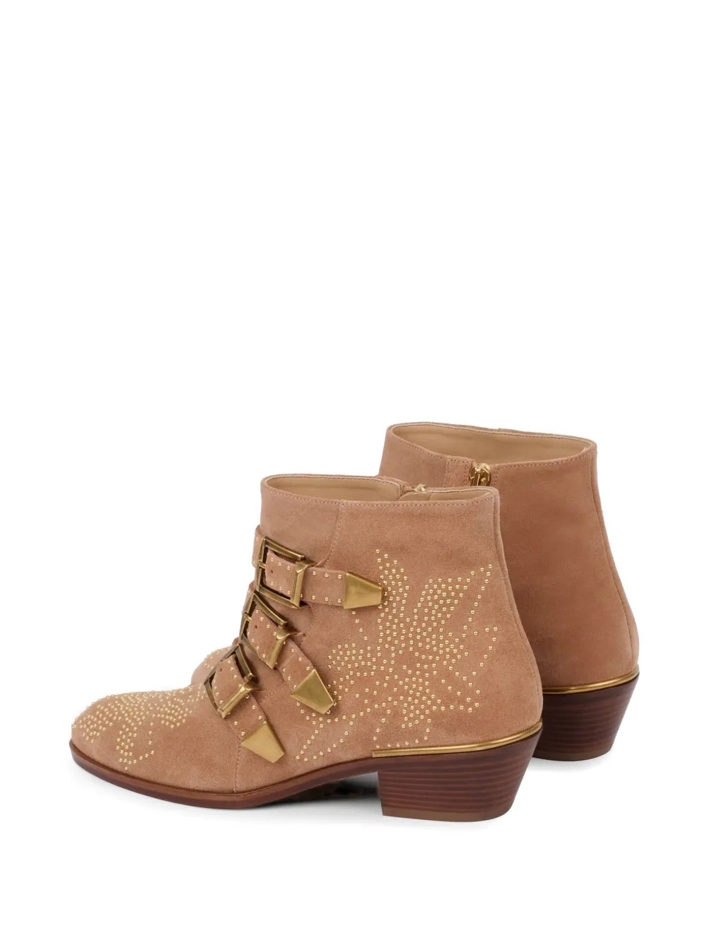 Chloé Susan studded buckled ankle boots Beige