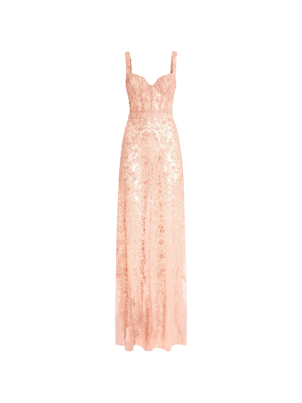 Genny floral-embroidered sleeveless maxi dress - Arancione