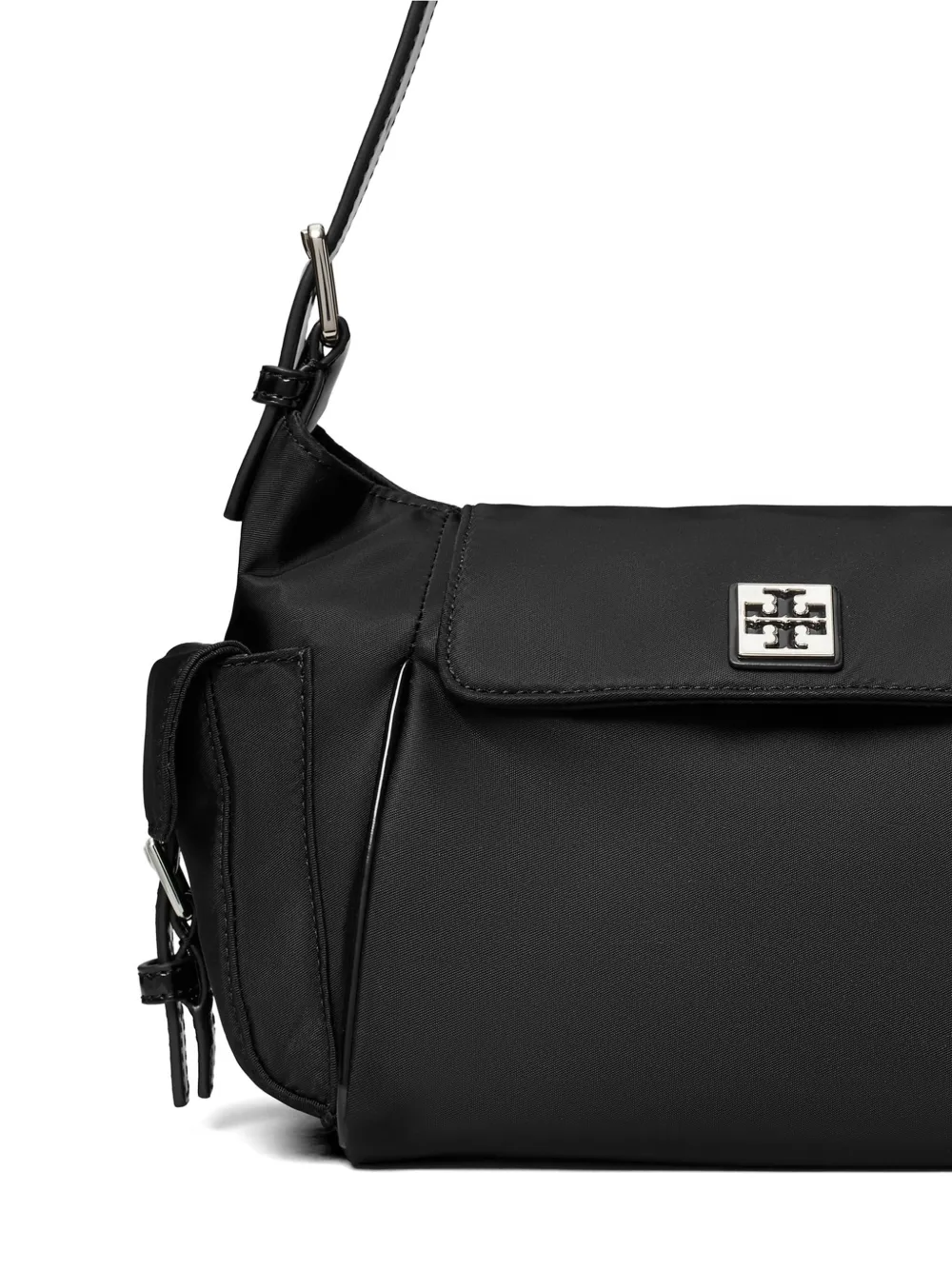 Tory Burch Schoudertas met logo-plakkaat en zak-detail Zwart