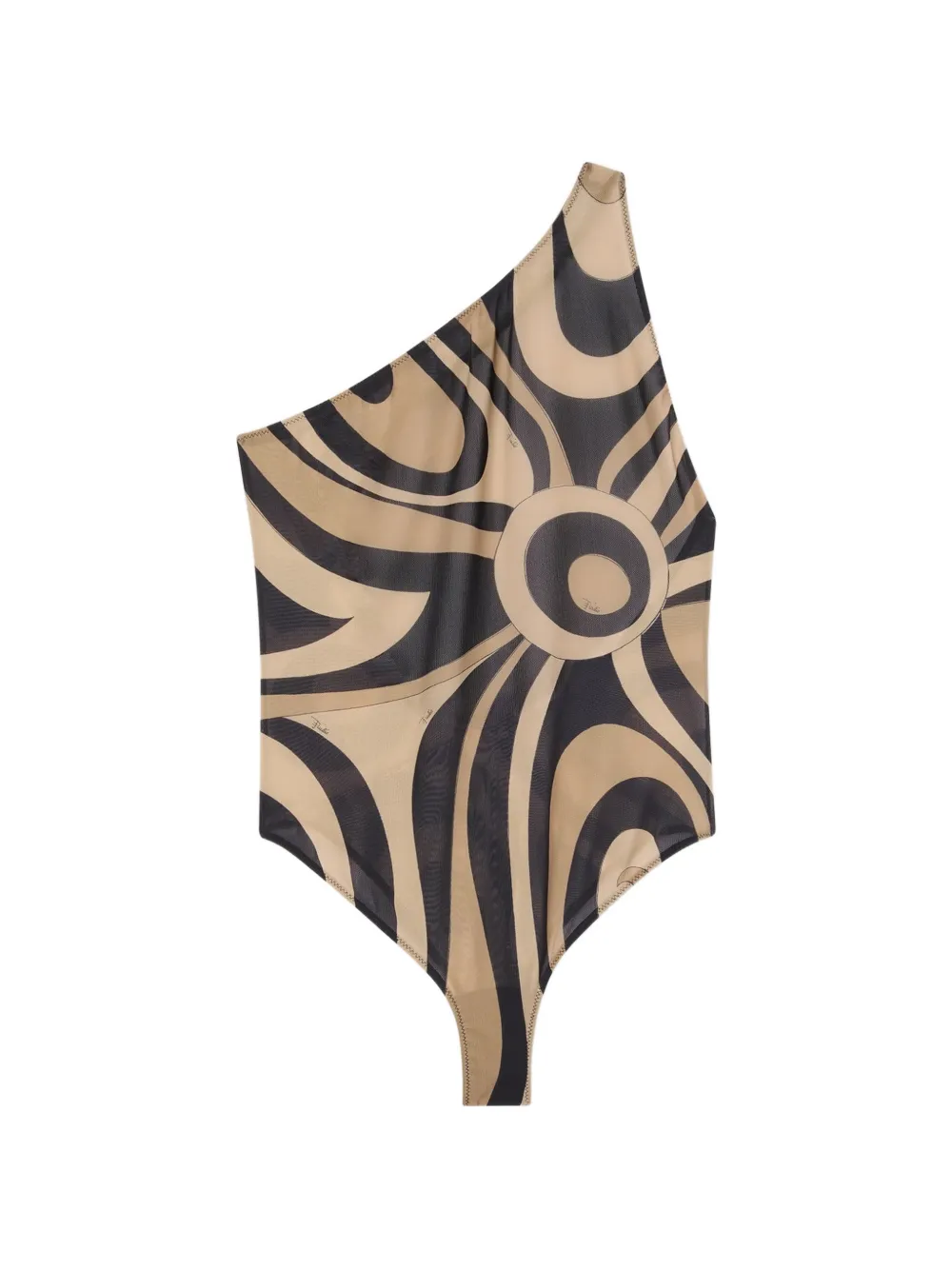 PUCCI Marmo-print one-shoulder swimsuit - Toni neutri