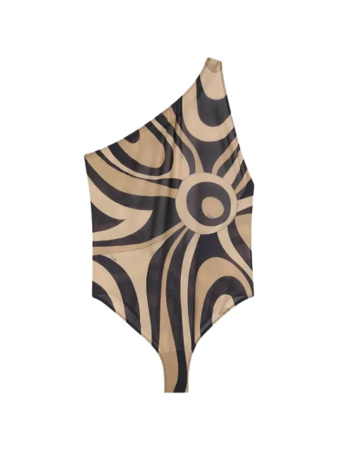 PUCCI Marmo-print one-shoulder swimsuit