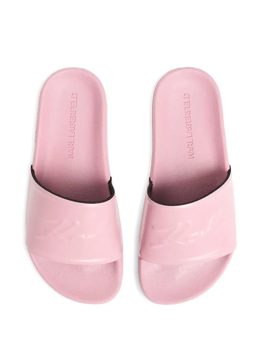 Karl Lagerfeld logo-embossed slides Roze