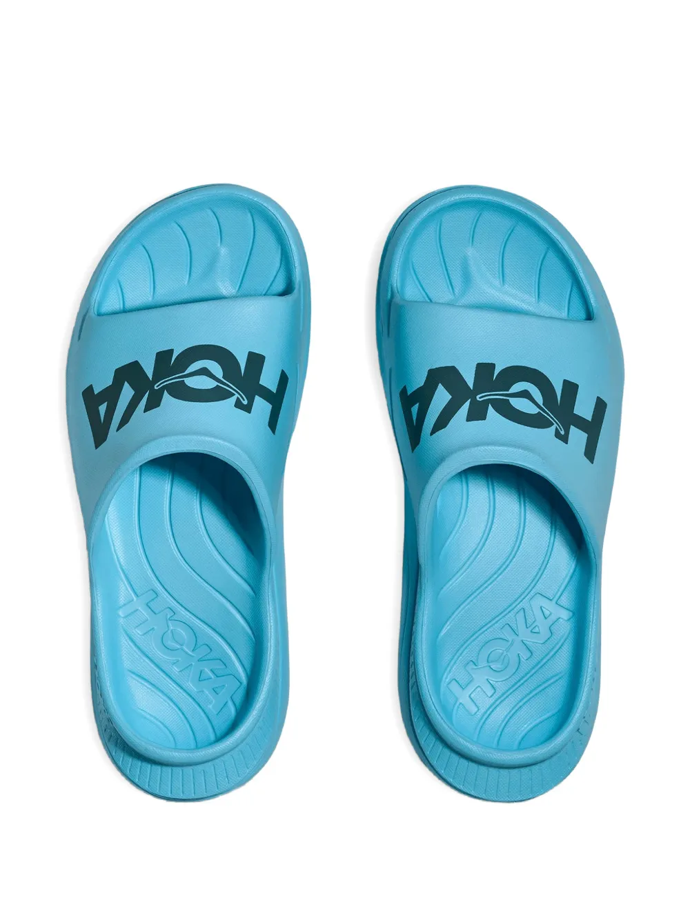 HOKA Ora Athletic logoprint slippers Blauw