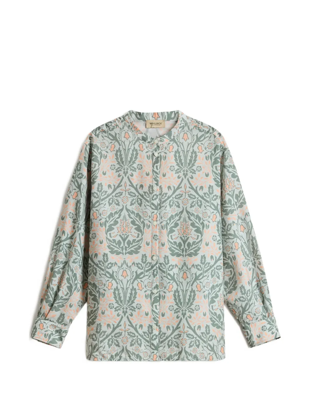 Woolrich floral-print band-collar shirt - Verde
