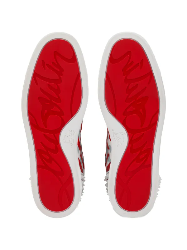 Christian Louboutin レッド ポインテッド ラインストーン Christian Louboutin Striped stud-embellished Sneakers | Red | FARFETCH