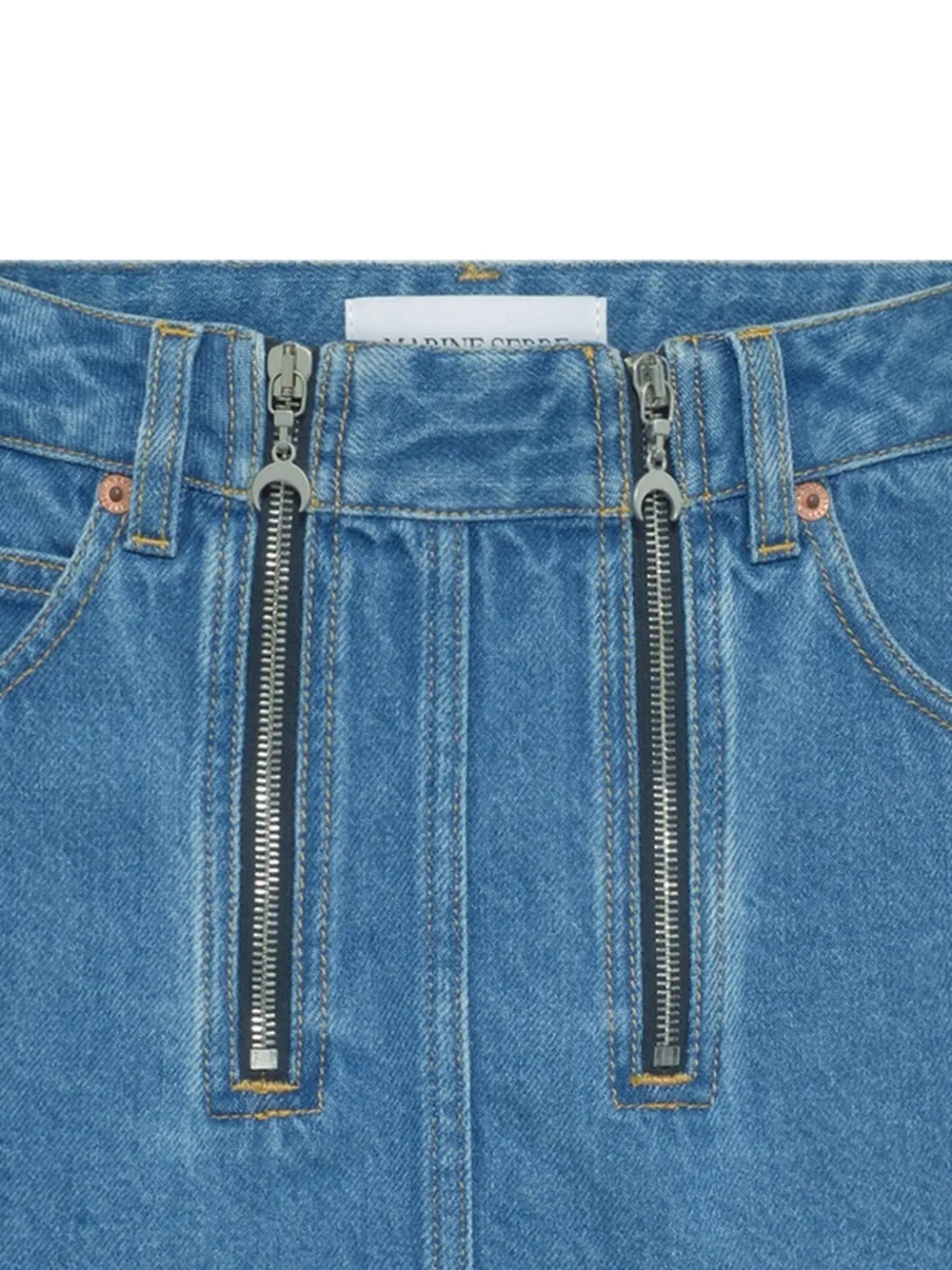 Marine Serre Rok met Crescent Moon-print en rits Blauw