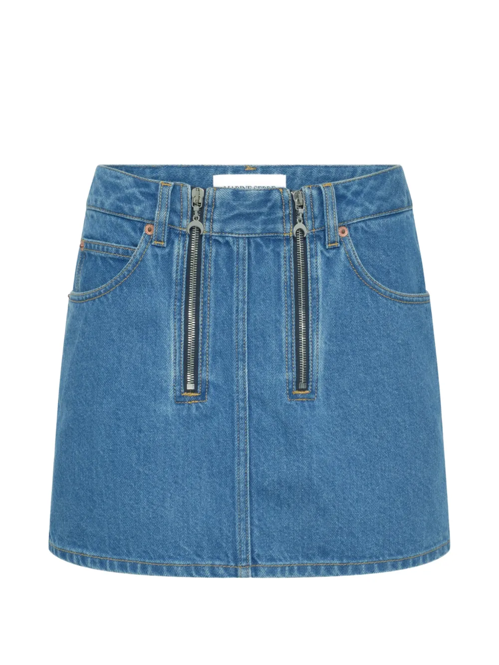 Marine Serre Rok met Crescent Moon-print en rits Blauw