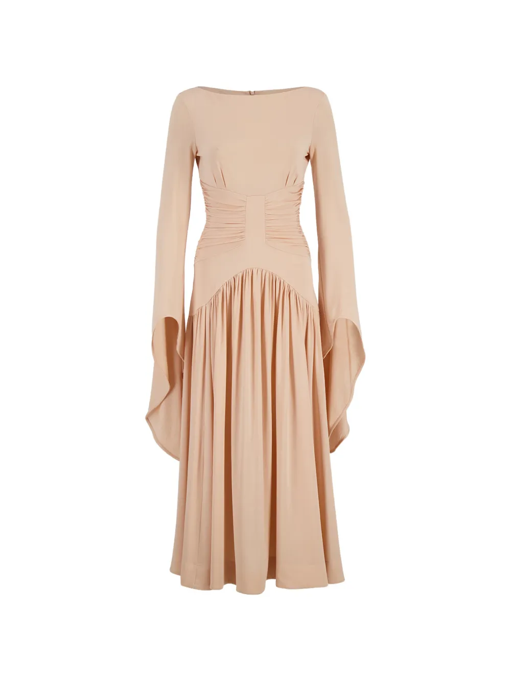 La DoubleJ Solid ruched draped-sleeve midi dress - Rosa