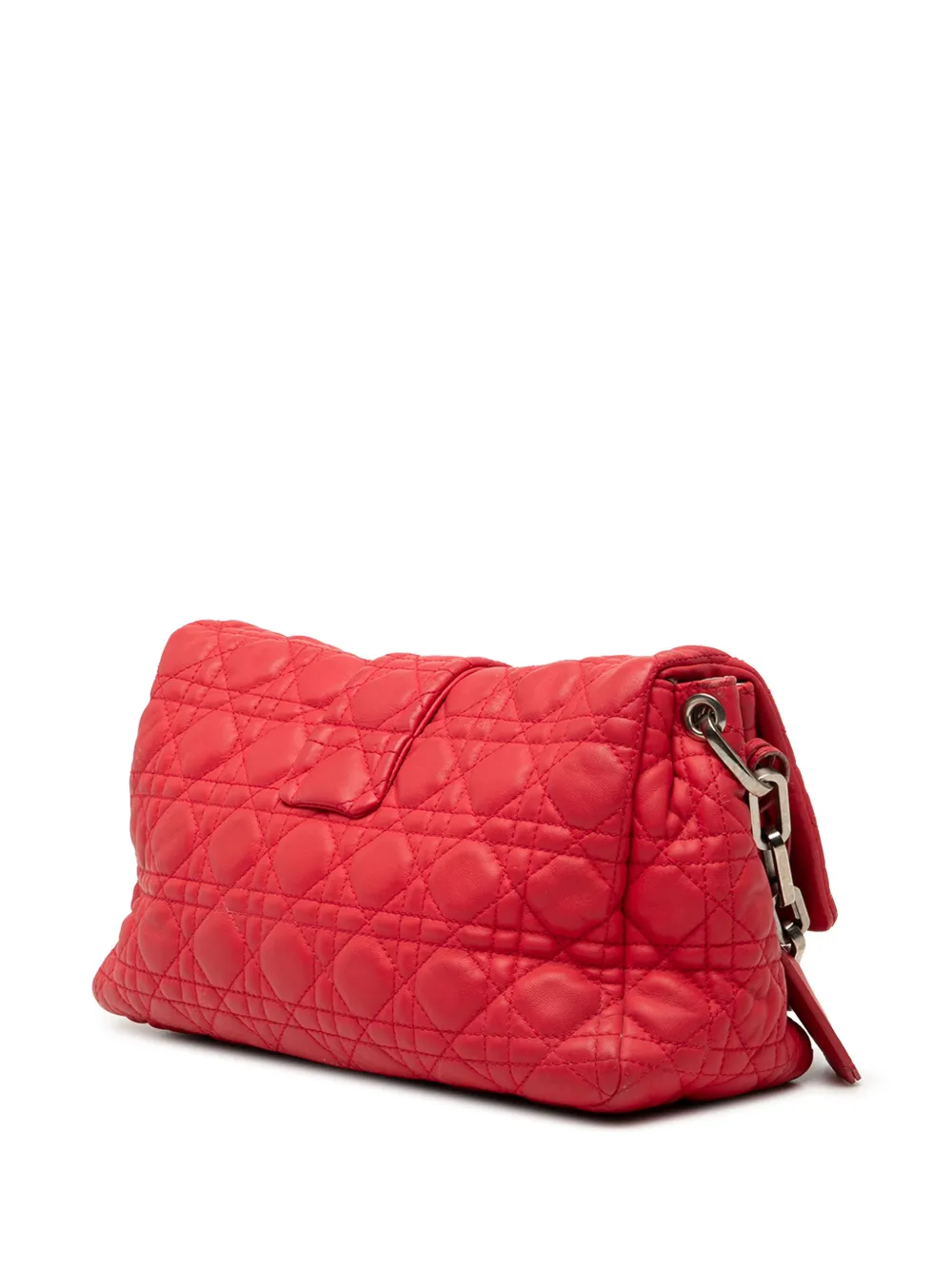 Dior Pre-owned 2011 Lambskin Cannage New Lock Shoulder Bag in Red, view 3