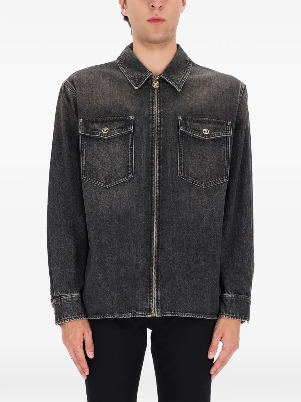 Versace Denim jack met rits Zwart