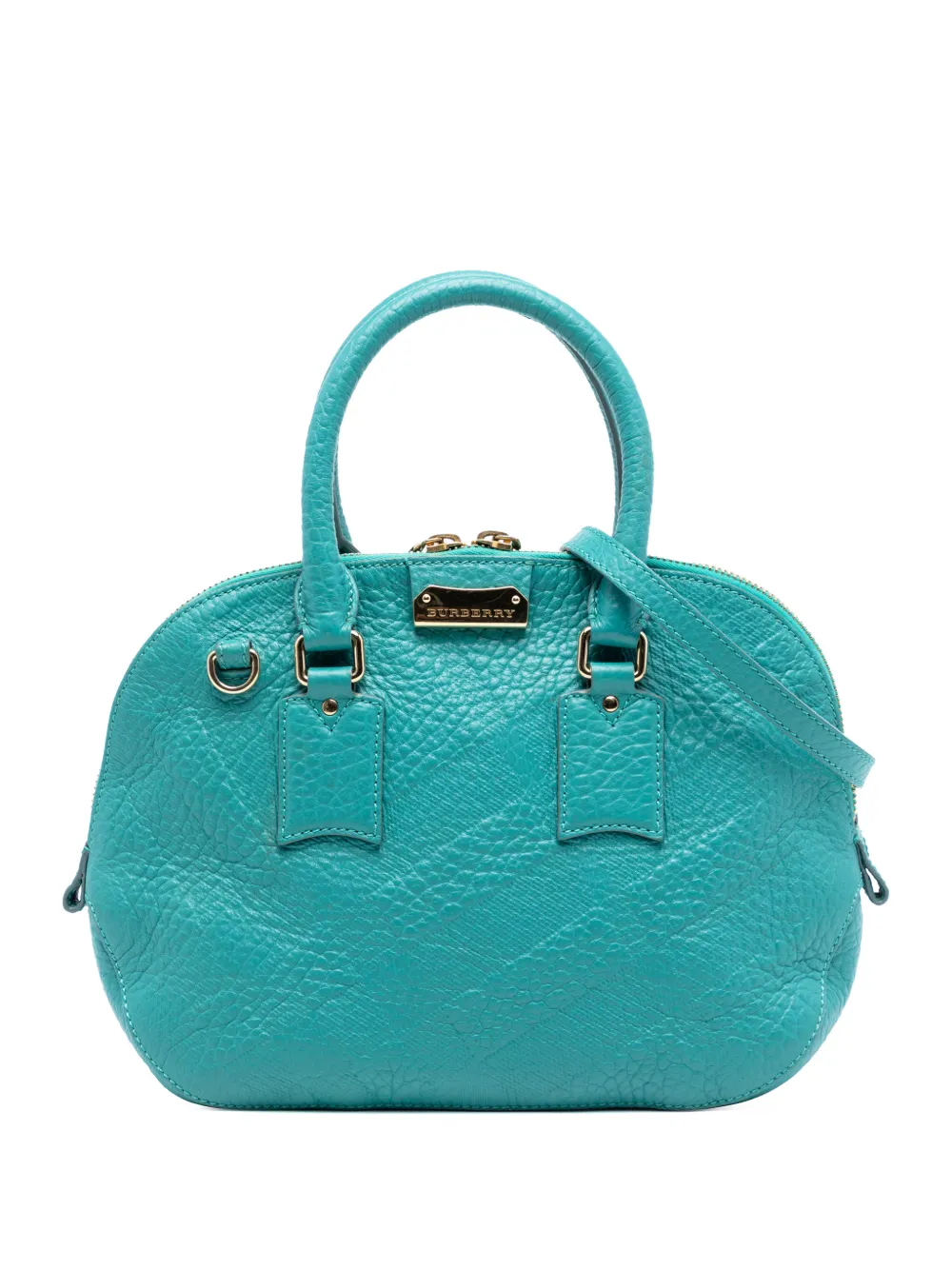 Burberry Pre-Owned 2000-2017 Small Heritage Grain Check Embossed Leather Orchard Bowling Bag satchel - Blau