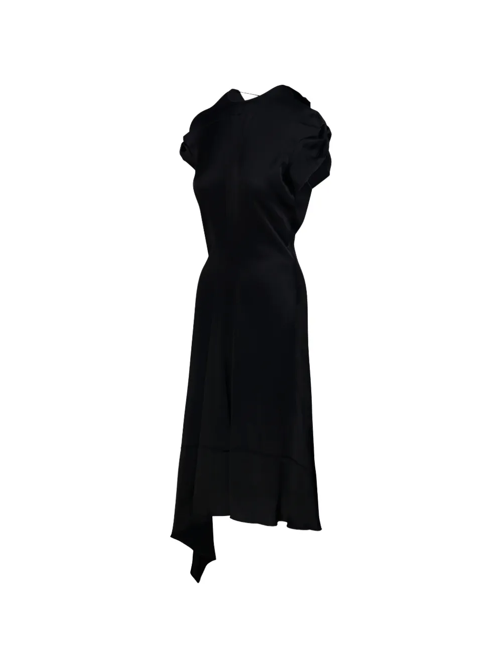 Victoria Beckham Asymmetrische jurk met gesmockte mouwen Zwart