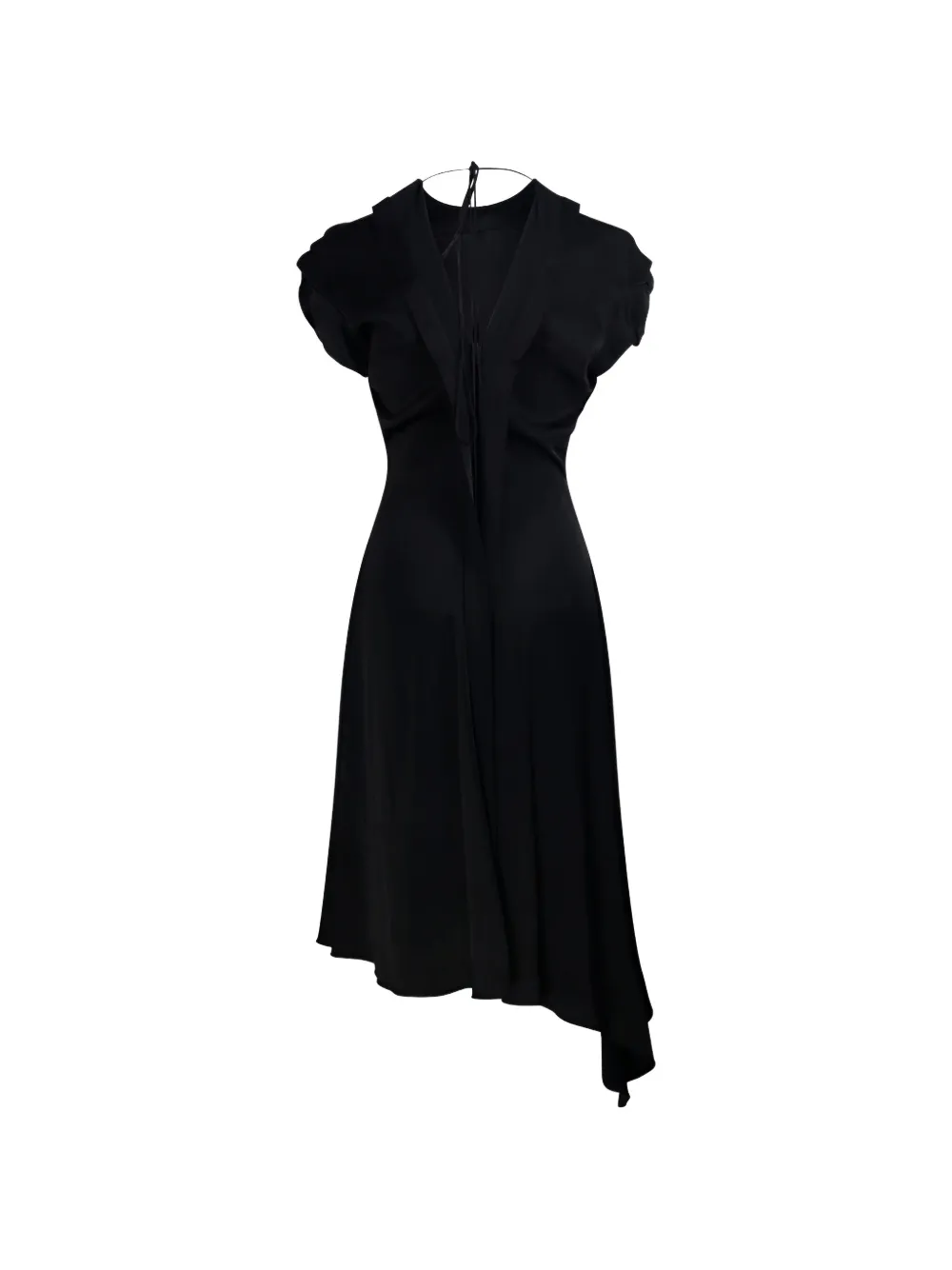 Victoria Beckham Asymmetrische jurk met gesmockte mouwen Zwart