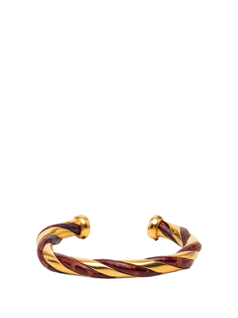 Hermès Pre-Owned 2000-2025 Gold Plated and Leather Twisted Cuff Bracelet costume bracelet - Rot