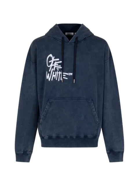 Off-White acid-wash logo-print hoodie
