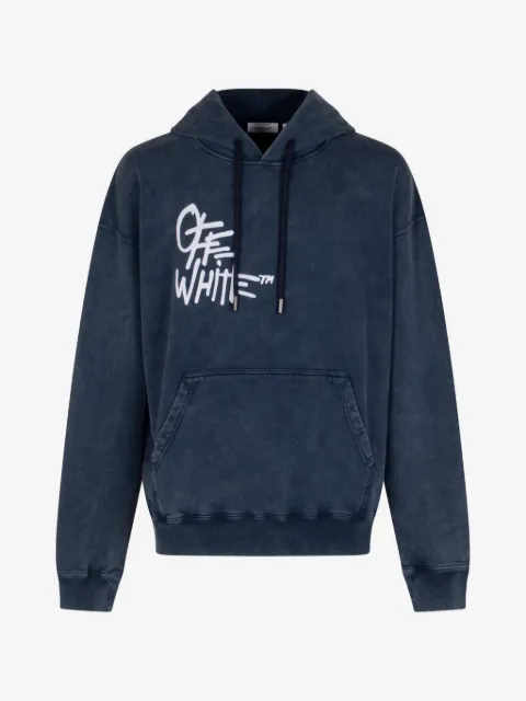 Off-White hoodie con logo estampado y lavado ácido