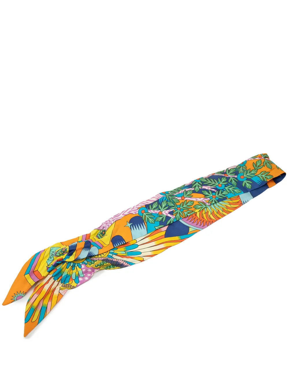 Hermès Pre-Owned 2000-2026 La Source de Pegase Silk Twilly Scarf scarves - Arancione