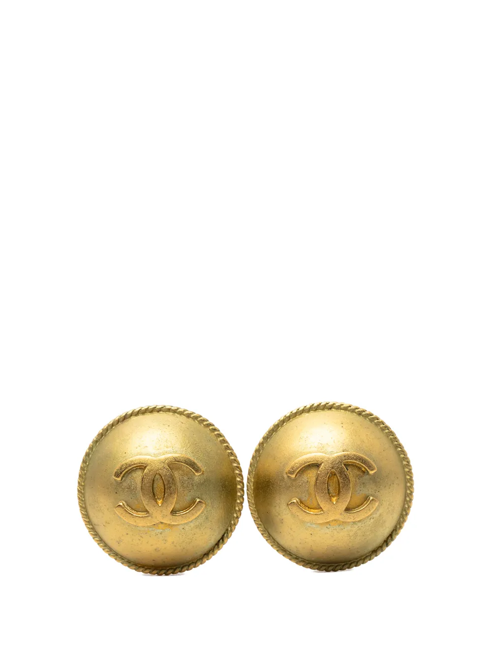CHANEL Pre-Owned 1994 CC Gold Plated Round Clip On Earrings costume earrings - Oro
