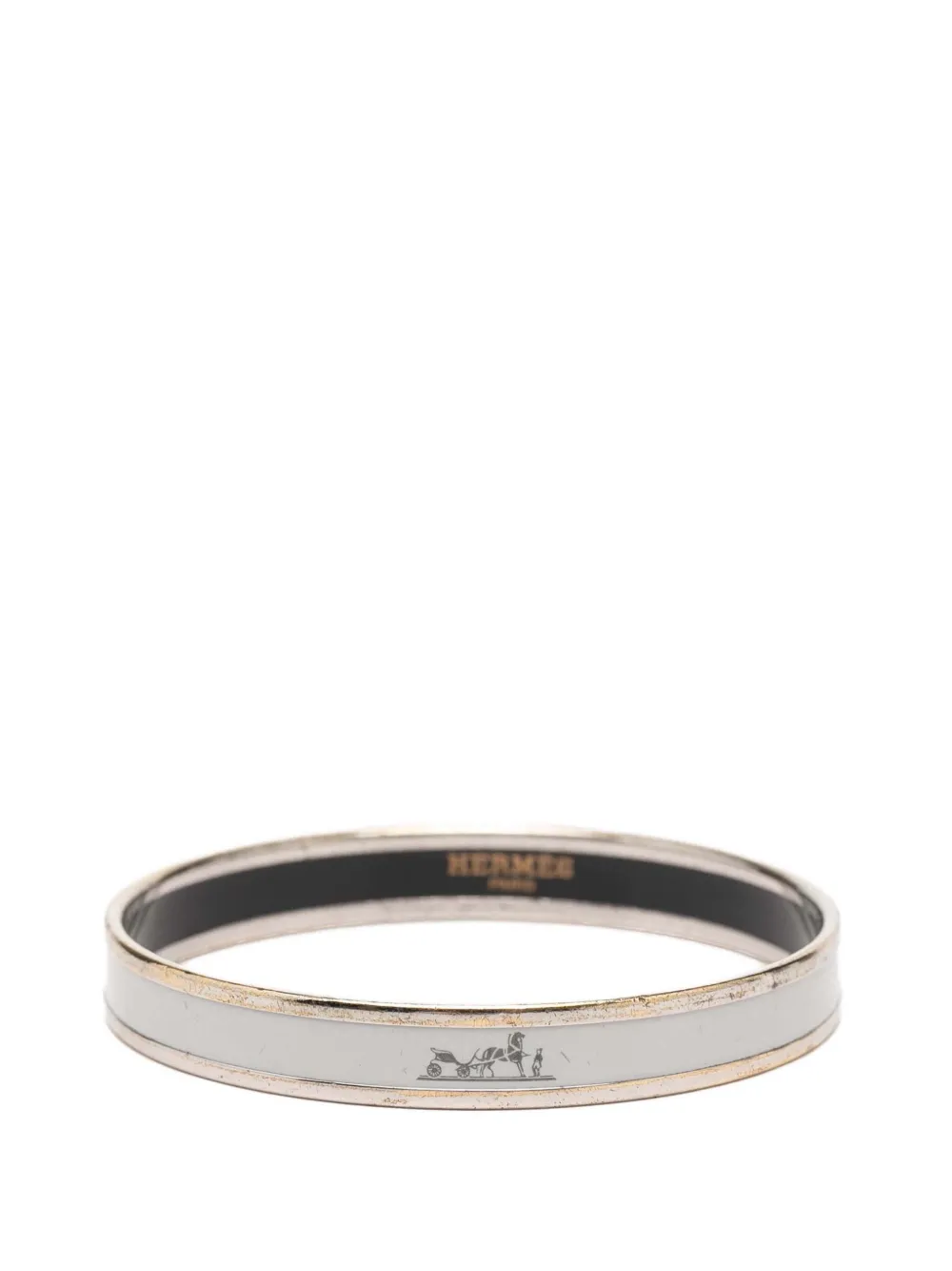 Hermès Pre-Owned 1990-2010 Narrow Caleche Enamel Bangle 70 costume bracelet - Bianco