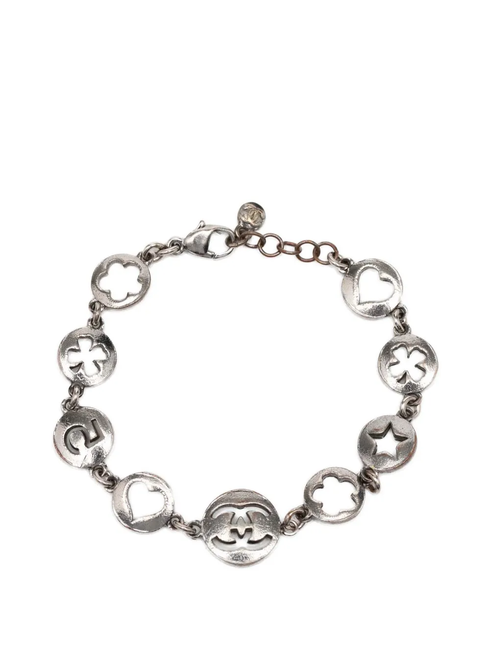 CHANEL Pre-Owned 2006 CC Plated No. 5 Cutout Charms Chain Bracelet costume bracelet - Argento