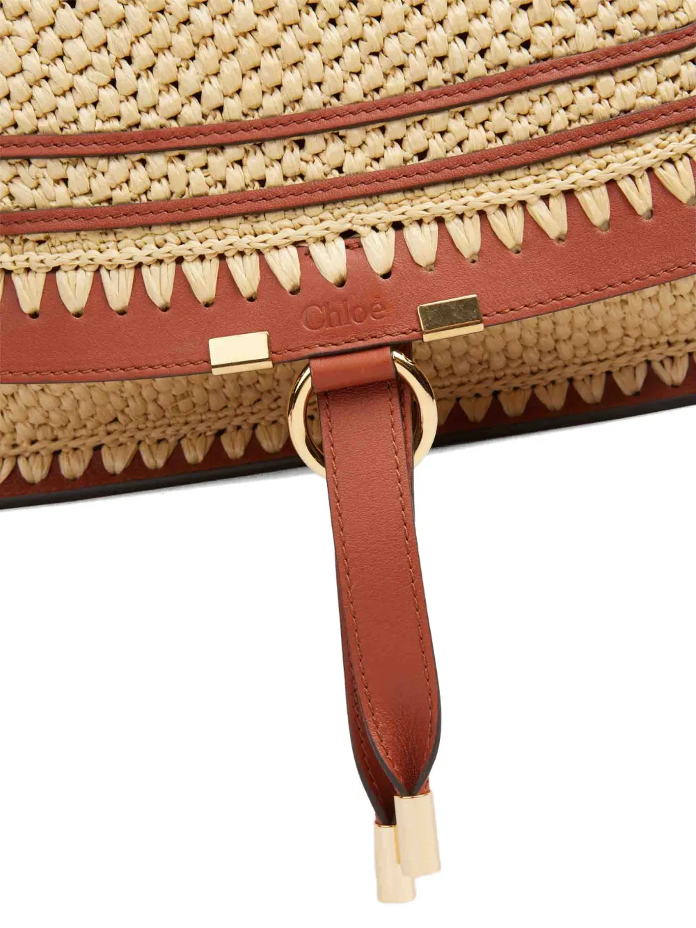 Chloé Marcie schoudertas met raffia-effect Beige