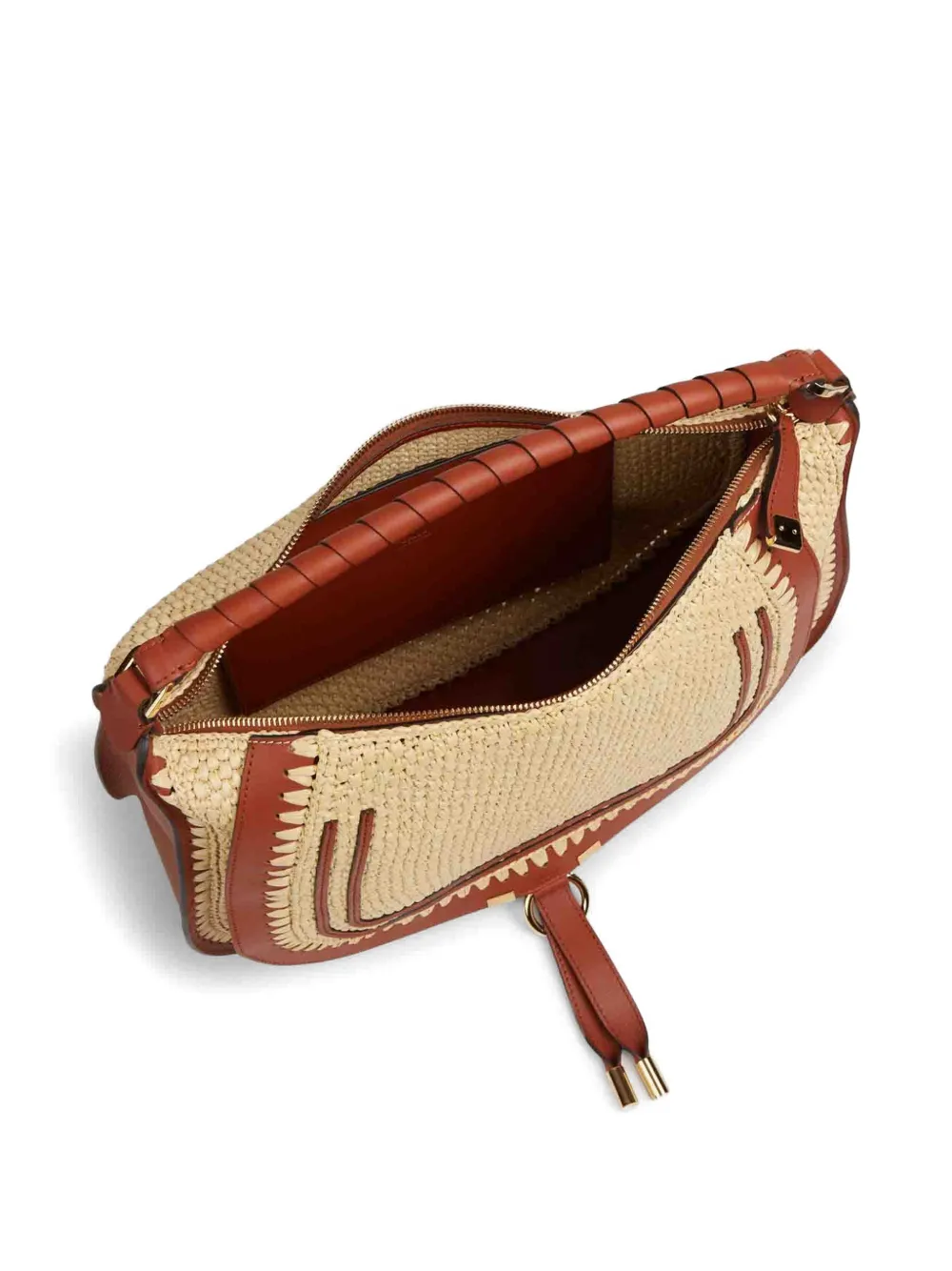 Chloé Marcie schoudertas met raffia-effect Beige