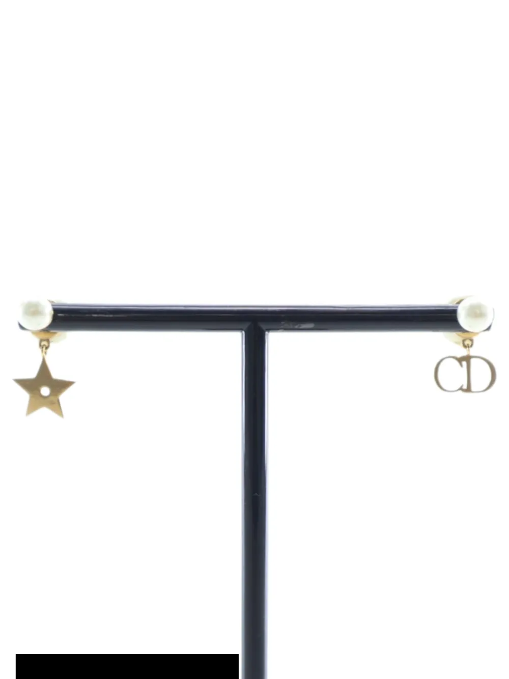 Christian Dior Pre-Owned 2000-2025 Gold Plated Faux Pearl Logo and Star Tribales Drop Push Back Earrings costume earrings - Weiß