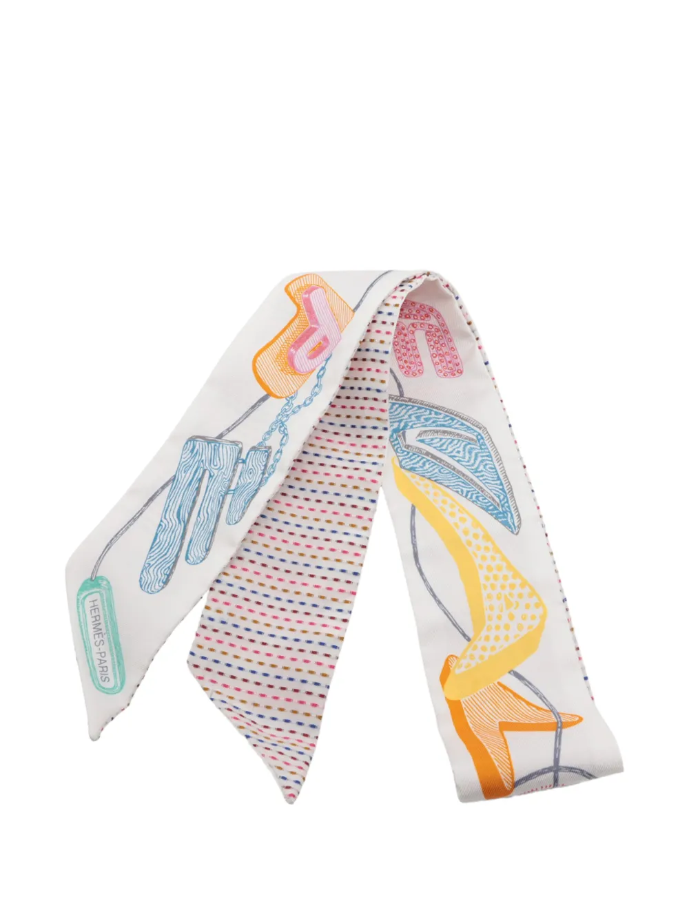 Hermès Pre-Owned 2020-2026 Chevaloscope Neon Pointille Silk Twilly card holder - Multicolore