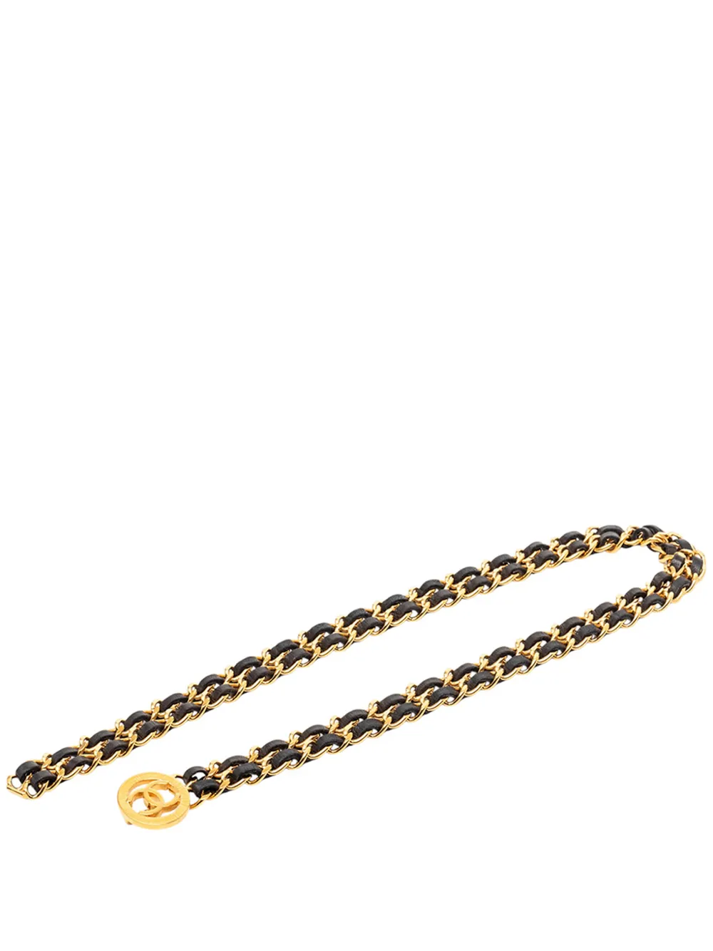 CHANEL Pre-Owned 1980-2000 Gold Plated Leather Woven Medallion Chain belt - Nero