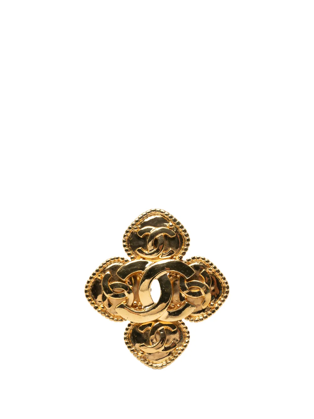 CHANEL Pre-Owned 1990-2010 Gold Plated Coco Mark Flower Brooch costume brooch - Oro