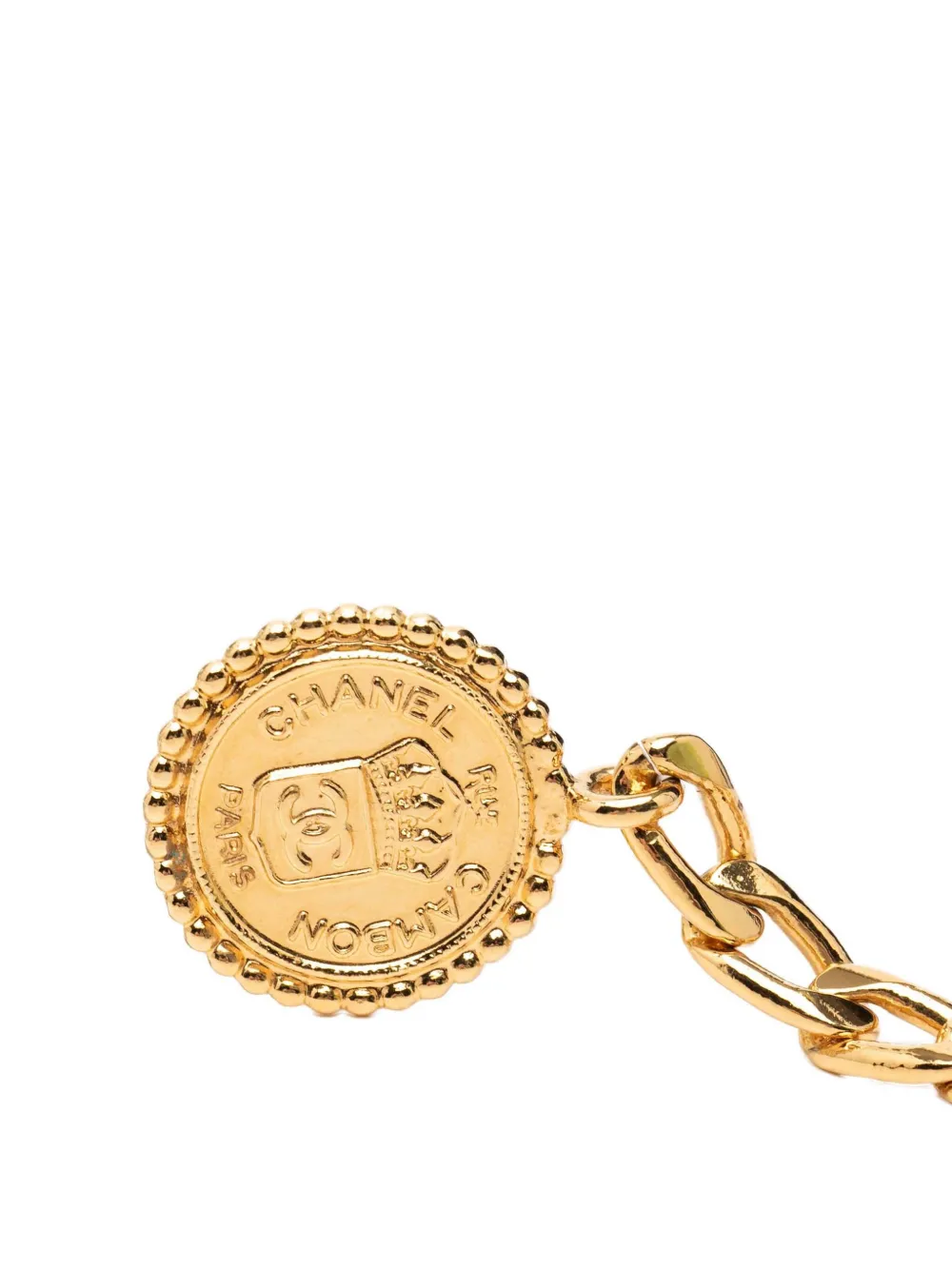 CHANEL Pre-Owned 1980-2010 Gold Plated Medallion Rue Cambon Chain belt - Oro