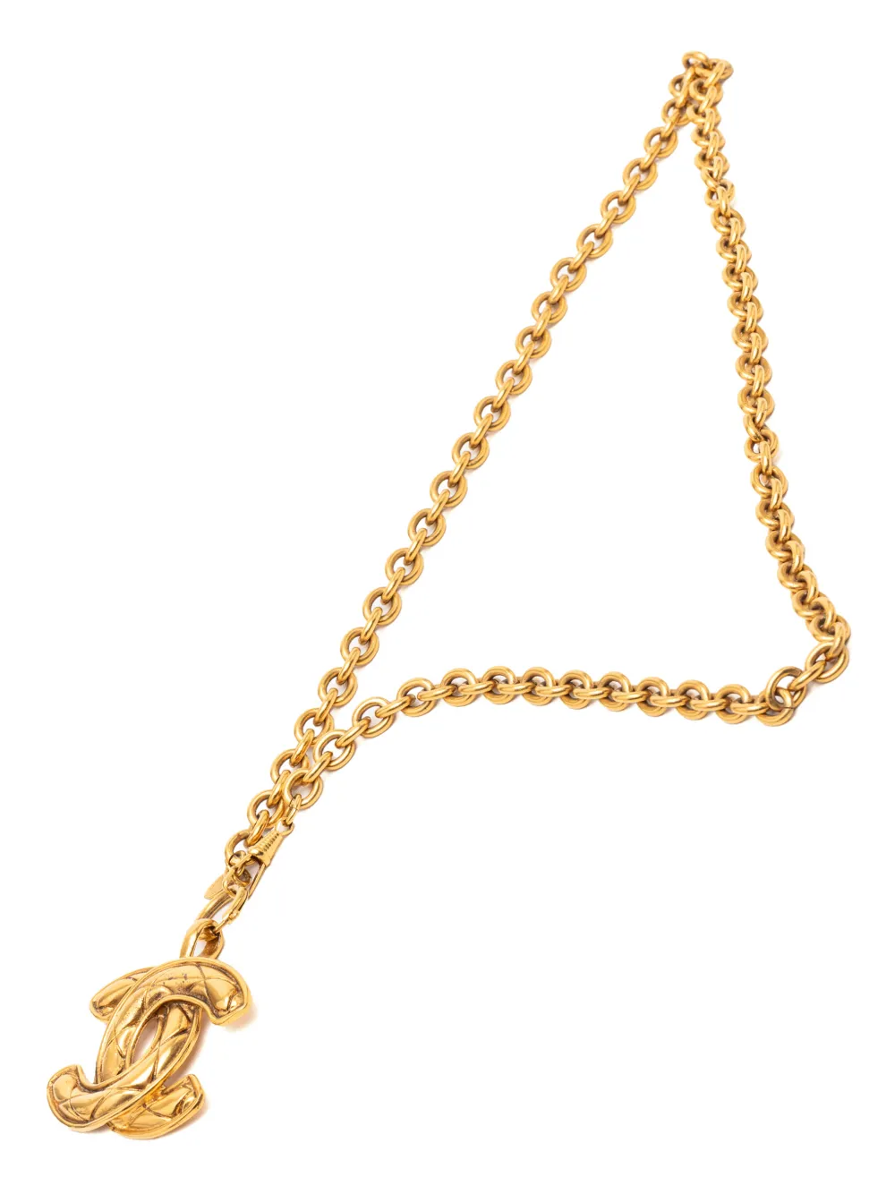 CHANEL Pre-Owned 1970-1980 Gold Plated Quilted CC Pendant Necklace costume necklace - Oro