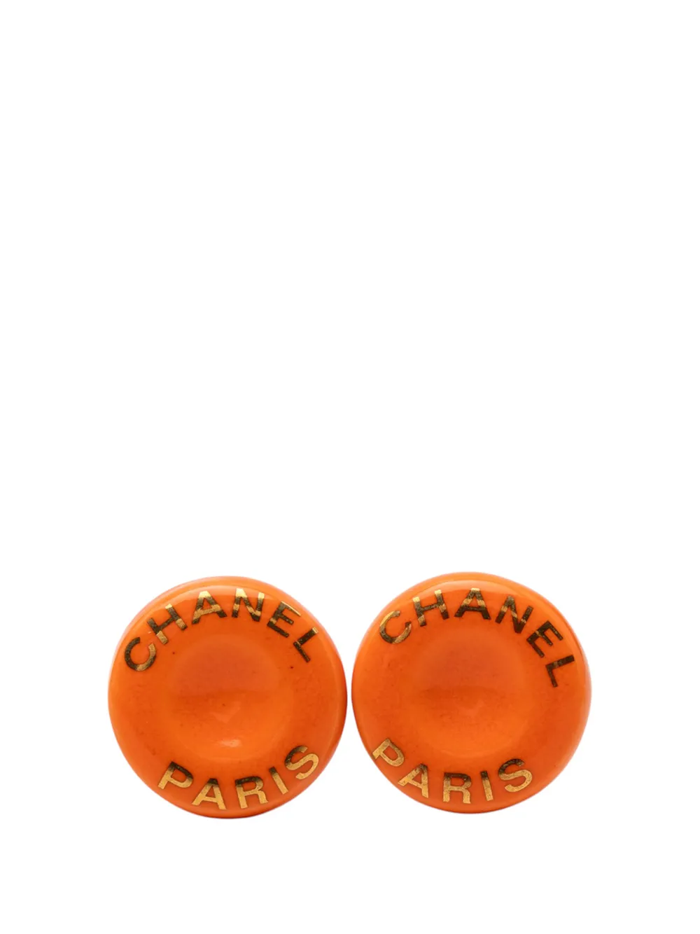 CHANEL Pre-Owned 1997 Resin Logo Round Clip On Earrings costume earrings - Oro