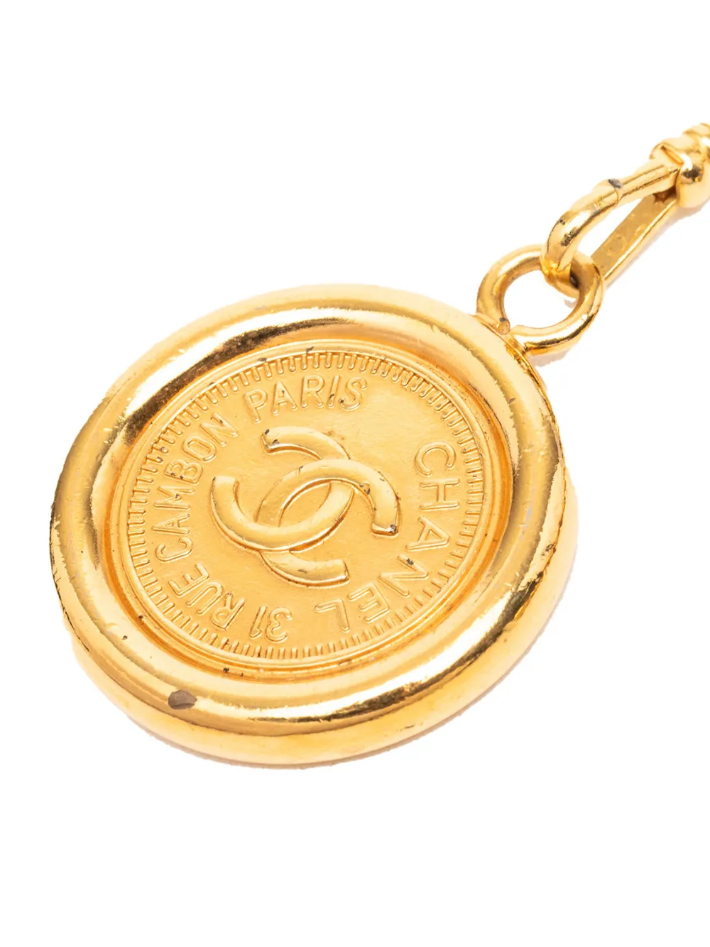 CHANEL Pre-Owned 1994 Gold Plated Leather Woven Chain Medallion belt - Oro