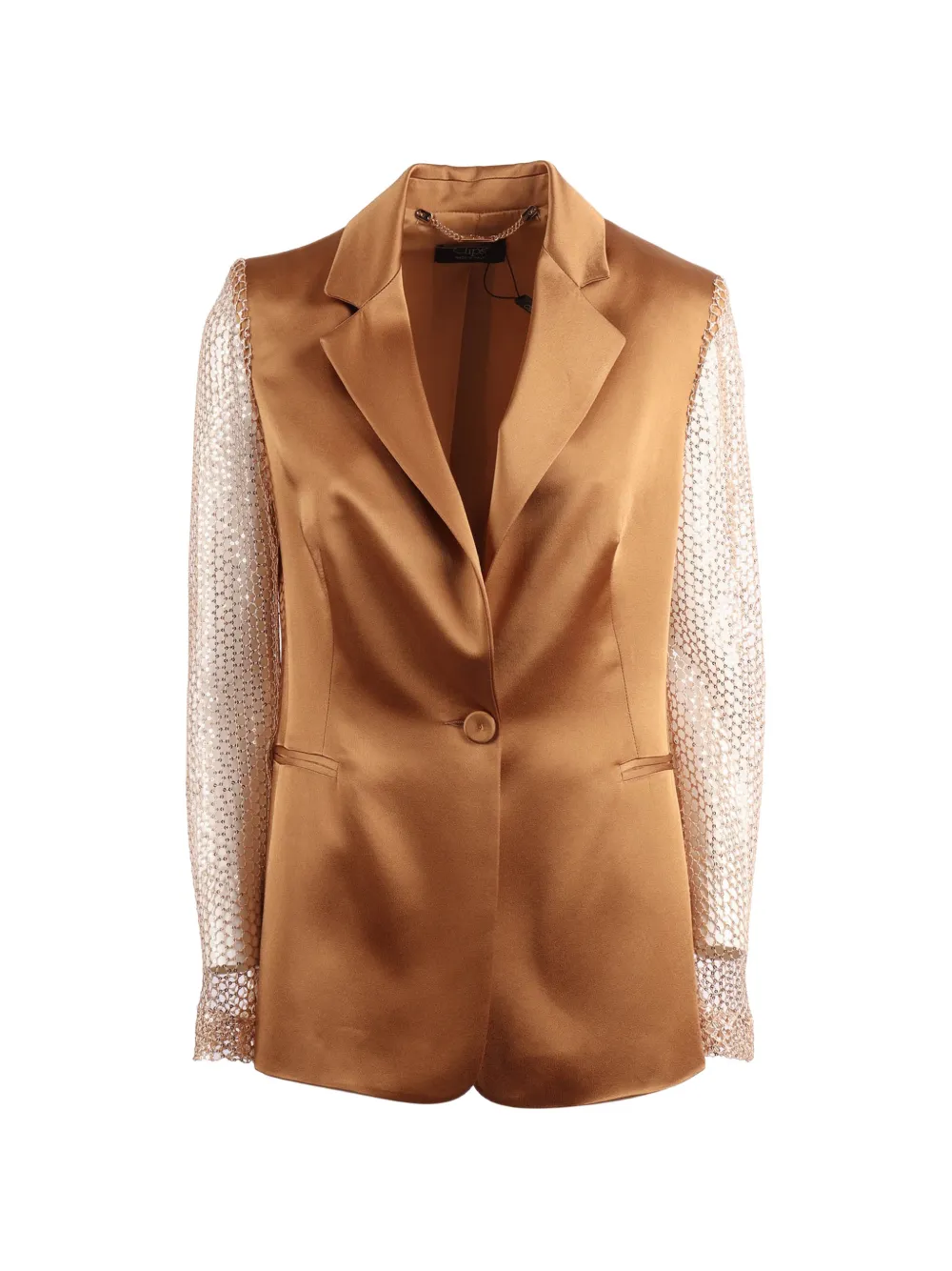 Clips sequin-embellished mesh-sleeve jacket - Marrone