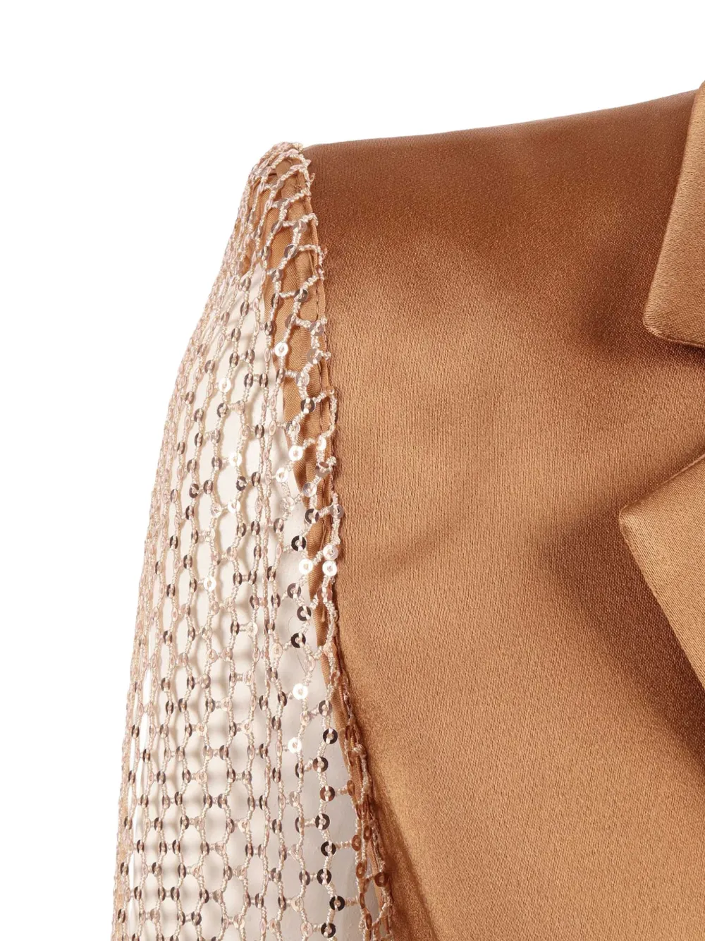  Clips Veste à Sequins Et Manches En Résille - Marron 