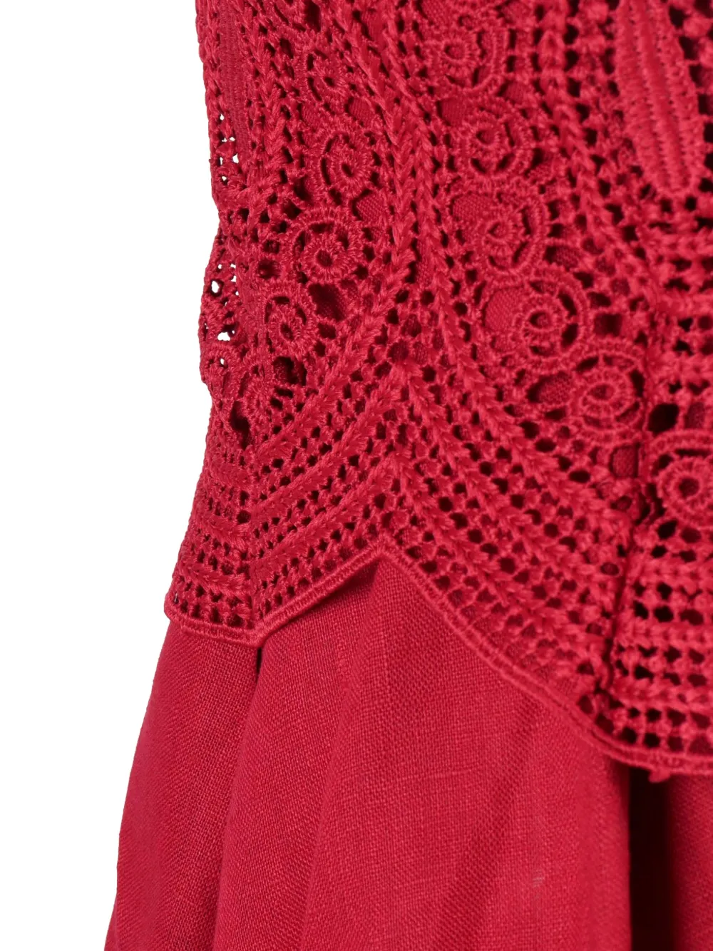  Clips Vestido Con Paneles De Encaje - Rojo 
