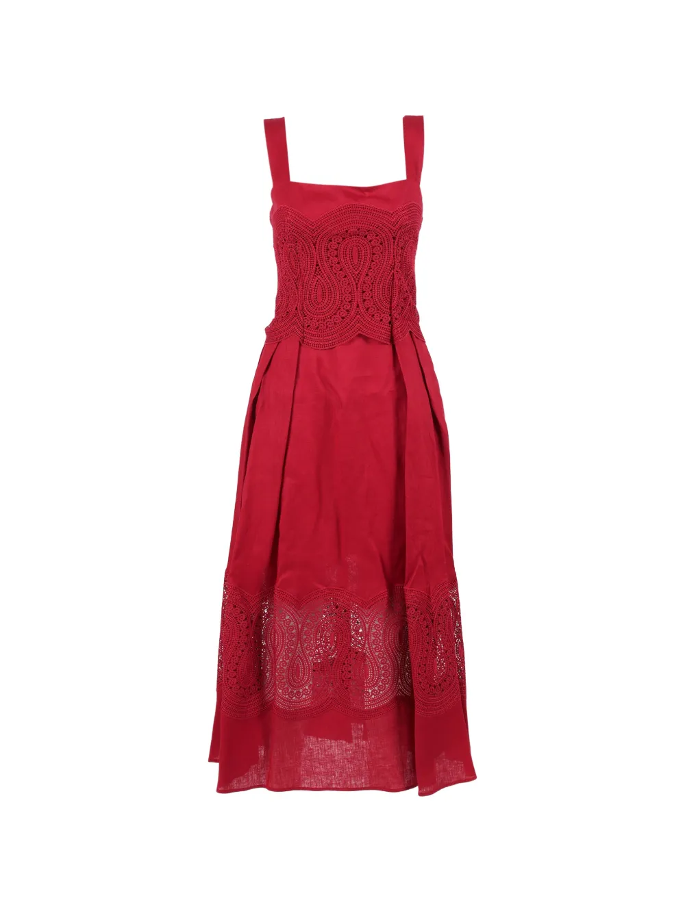 Clips lace-panelled sleeveless dress - Rosso