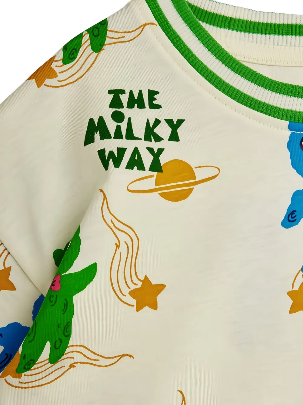 Mini Rodini Aliens katoenen T-shirt met grafische print Beige