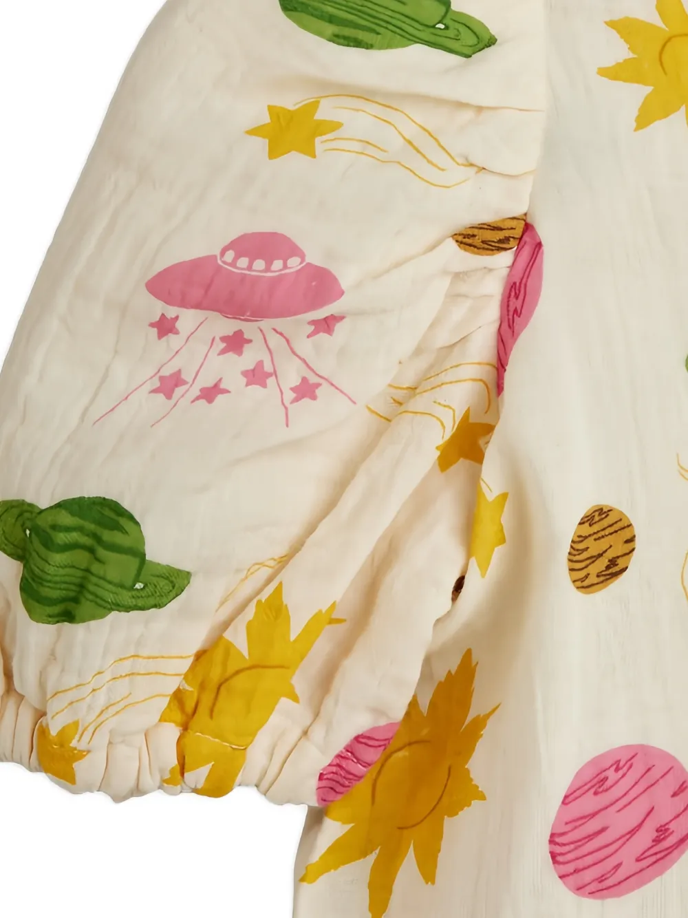 Mini Rodini Shirt met pofmouwen en ruimte-print Beige