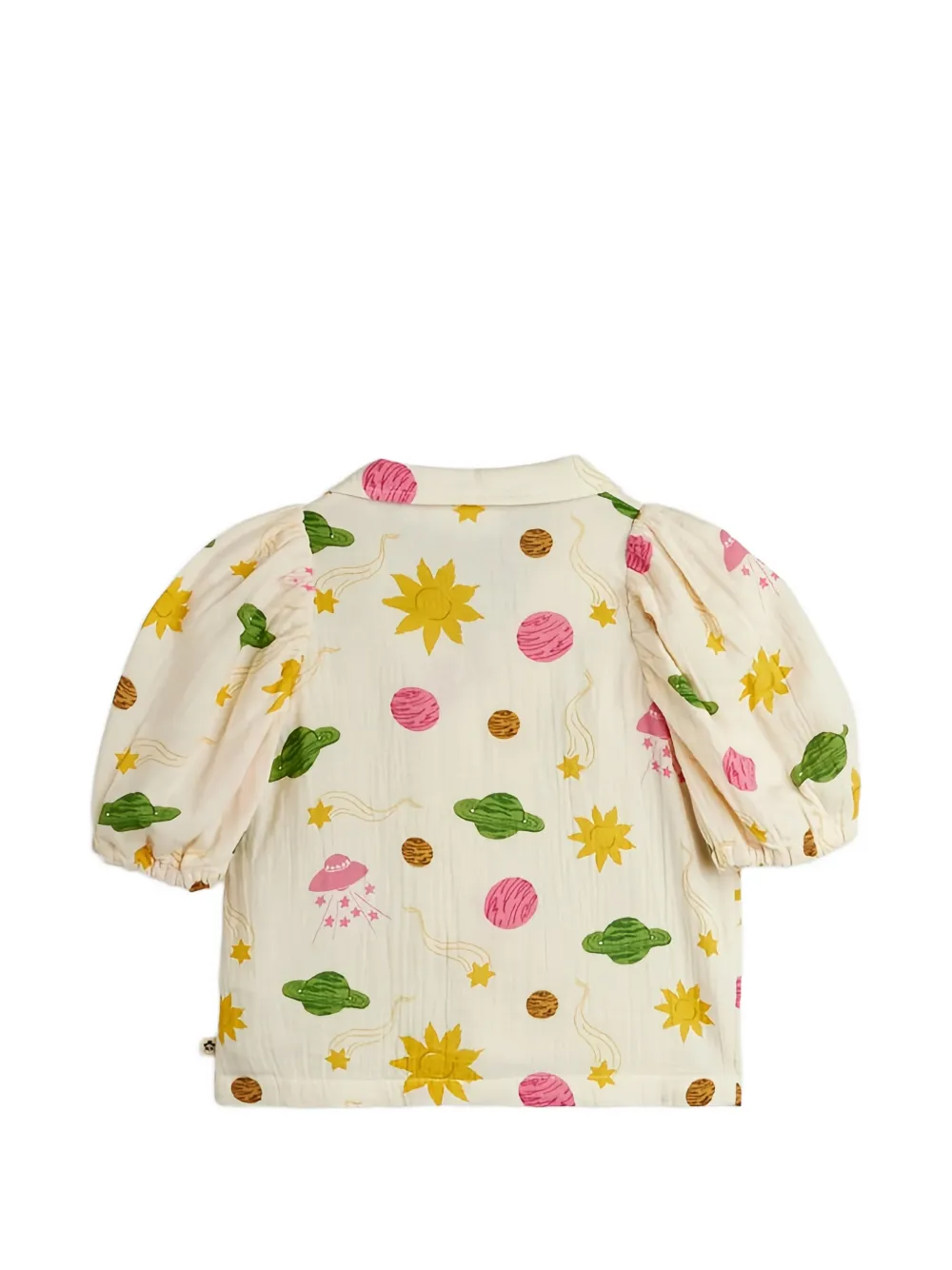 Mini Rodini Shirt met pofmouwen en ruimte-print Beige
