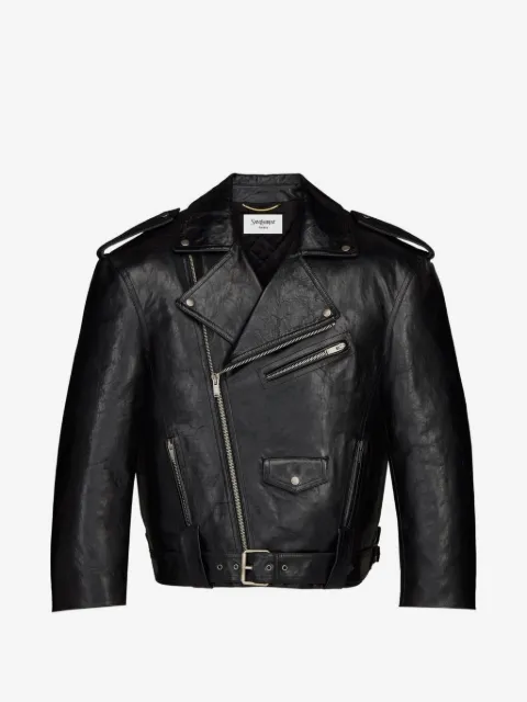 Saint Laurent chamarra biker con cinturón