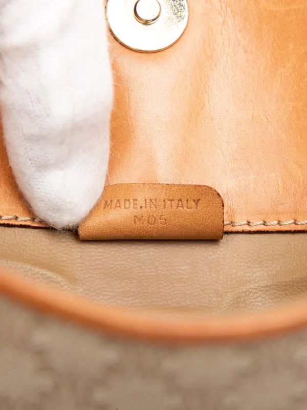 Celine Pre-Owned 2005 Macadam Coated Canvas Clutch Bag | Neutrals