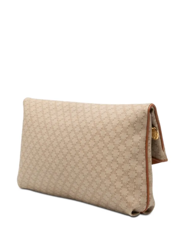 Celine Pre-Owned 2005 Macadam Coated Canvas Clutch Bag | Neutrals