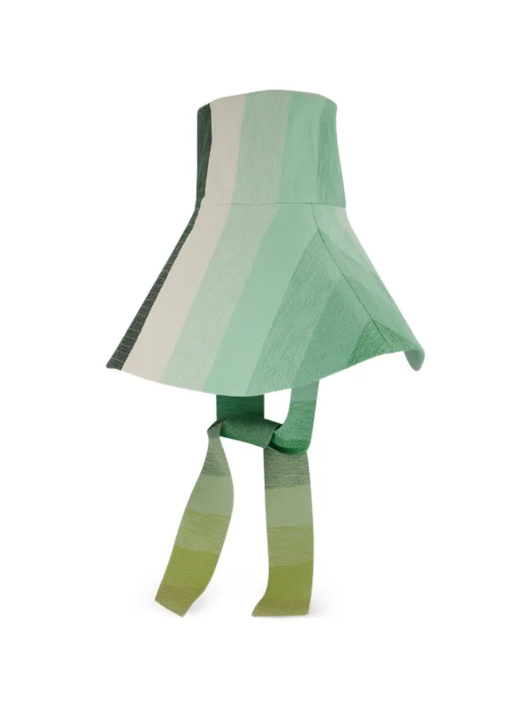 Marrakshi Life Striped Wide-brim Sun Hat in Green