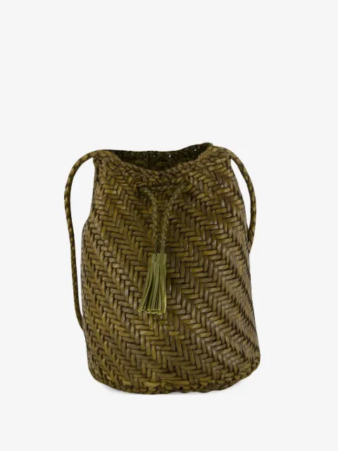DRAGON DIFFUSION Pompom double jump woven leather shoulder bag