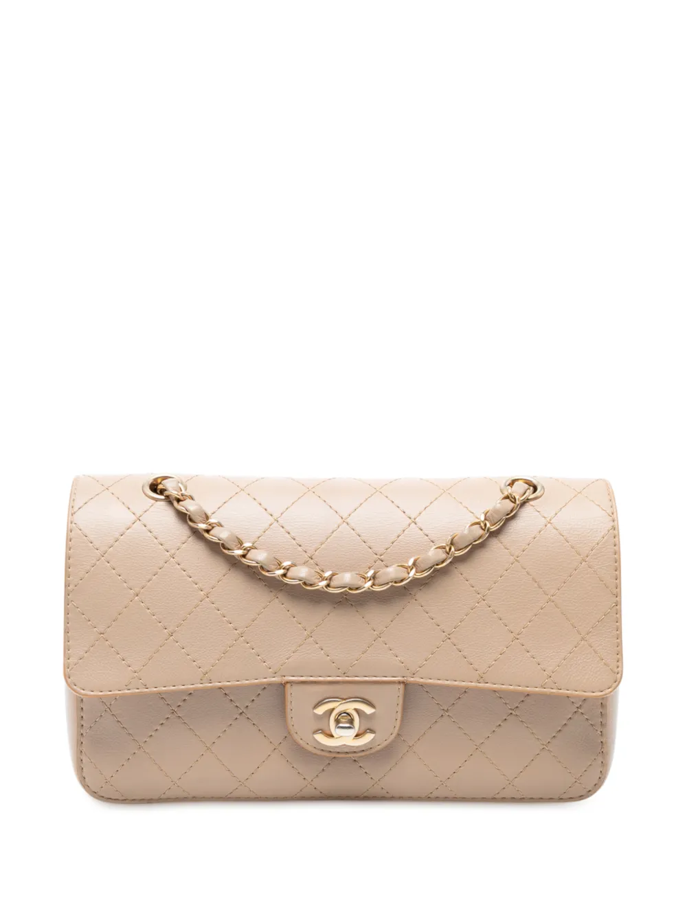 CHANEL Pre-Owned 2017-2018 Medium Classic Calfskin Wild Stitch Double Flap shoulder bag - Toni neutri