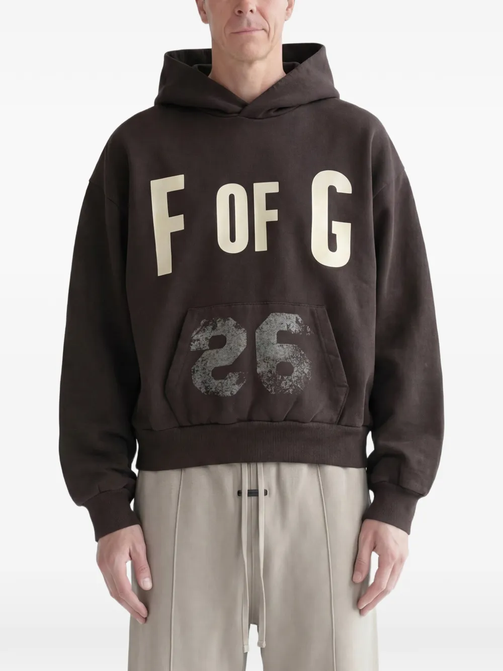 Fear Of God F Of G Classic logo-print raglan-sleeve hoodie - Marrone