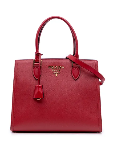 Prada Pre-Owned 2000-2025 Soft Calf Trimmed Saffiano Convertible Tote satchel